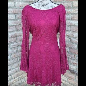 Altar'd State Lace Open Back Dress Burgundy Size L